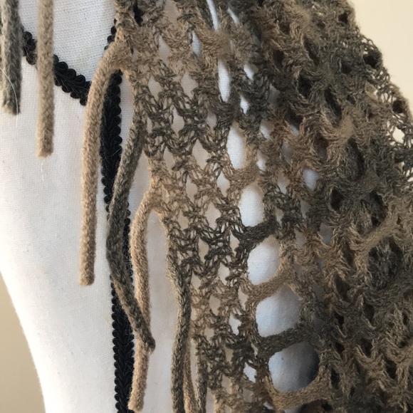 Tan and Taupe Infinity Scarf with Fringe - Picture 5 of 12